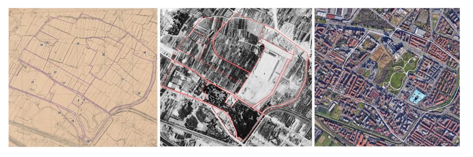    Different cartographic layers with the limits of the case study area in San Donato
